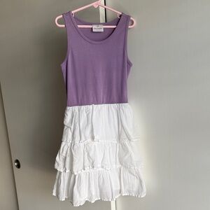 Hanna Andersson Purple and White Tiered Kids Dress
